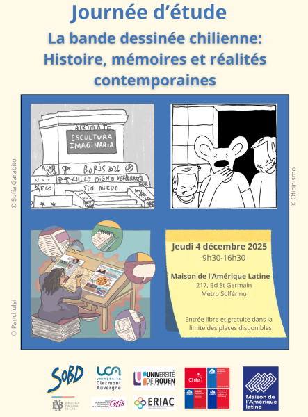Affiche de la Journée d'études sur la BD chilienne à la Maison de l'Amérique Latine.