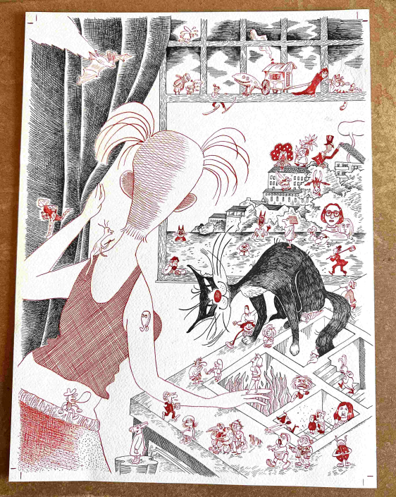 Planche préparatoire de l’affiche du FIBD 50 ans, d’Anne Simon Planche préparatoire de l'affiche du FIBD 50 ans